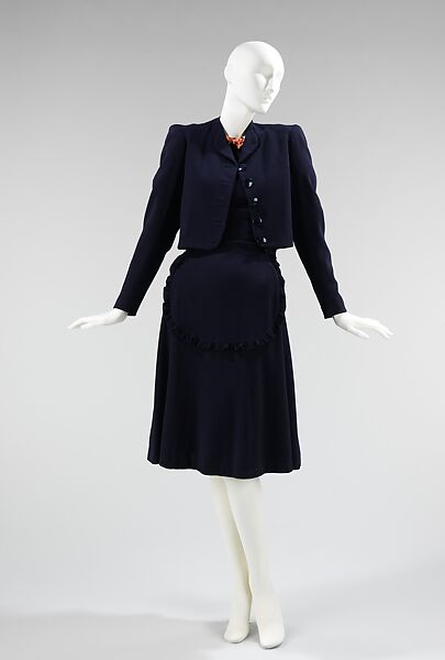 Ensemble, Edward Molyneux (French (born England), London 1891–1974 Monte Carlo), wool, silk, French