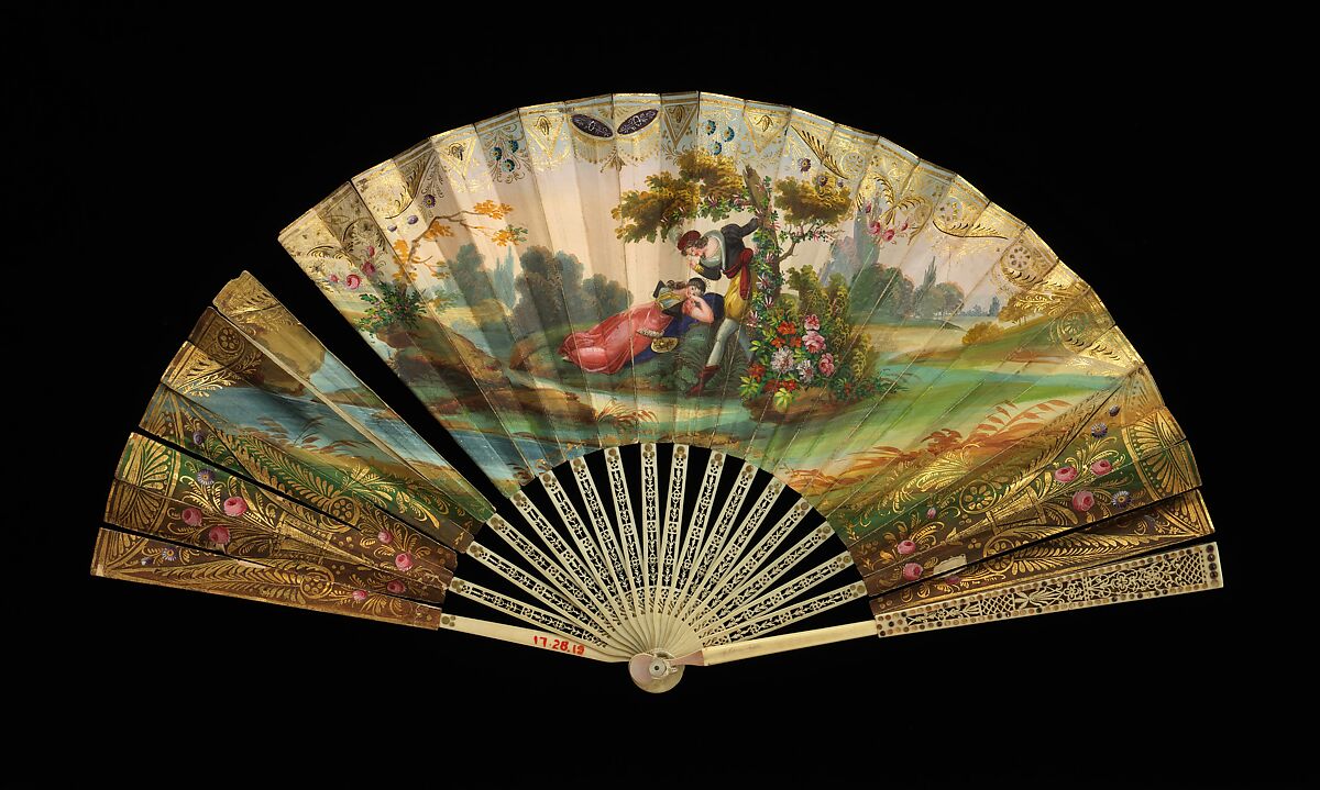 Fan, Engraved by Dubois (French, active early 19th century), bone, paper, French