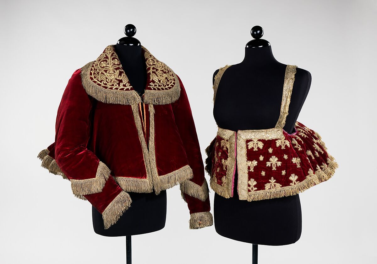 Jacket, silk, metal, linen, Russian