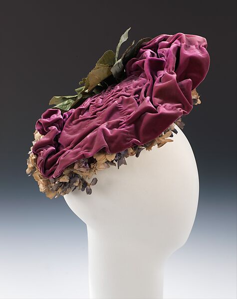 Hat, Camille (French), silk, linen, French 