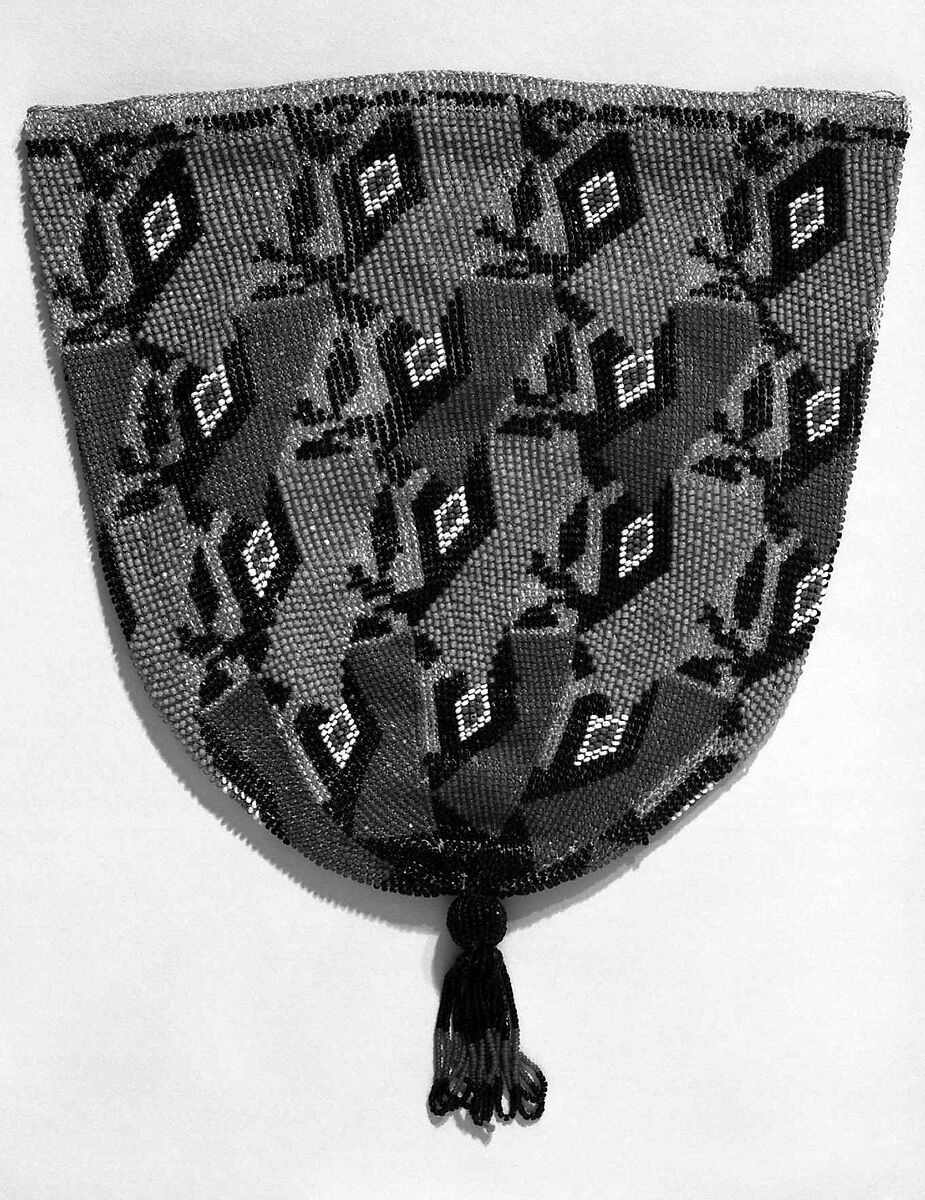 Pouch, glass, linen, Austrian