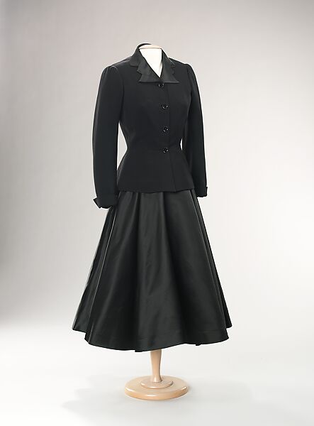 Evening suit, Mainbocher (French and American, founded 1930), wool, silk, American 