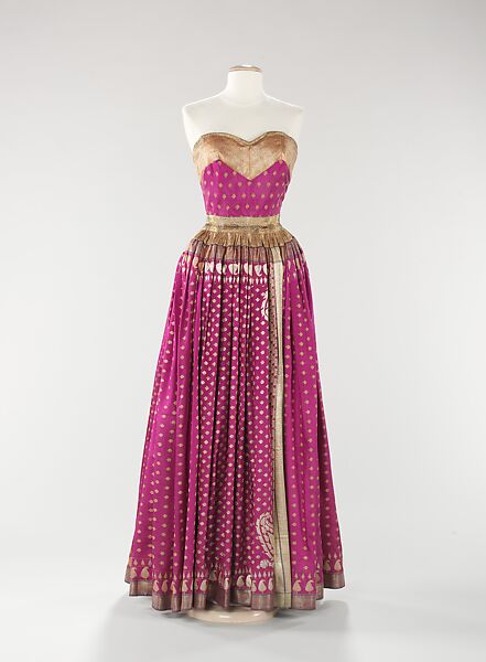 Evening dress, Mainbocher (French and American, founded 1930), Silk, metal, American 