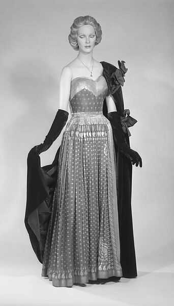Evening dress, Mainbocher (French and American, founded 1930), Silk, metal, American