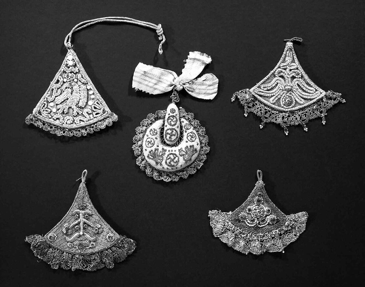 Hair accessory, silk, mother-of-pearl, pearls, metallic, glass, semi-precious stones, Russian