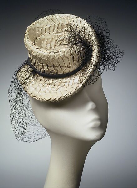 Hat, Sally Victor (American, 1905–1977), paper, synthetic, silk, American