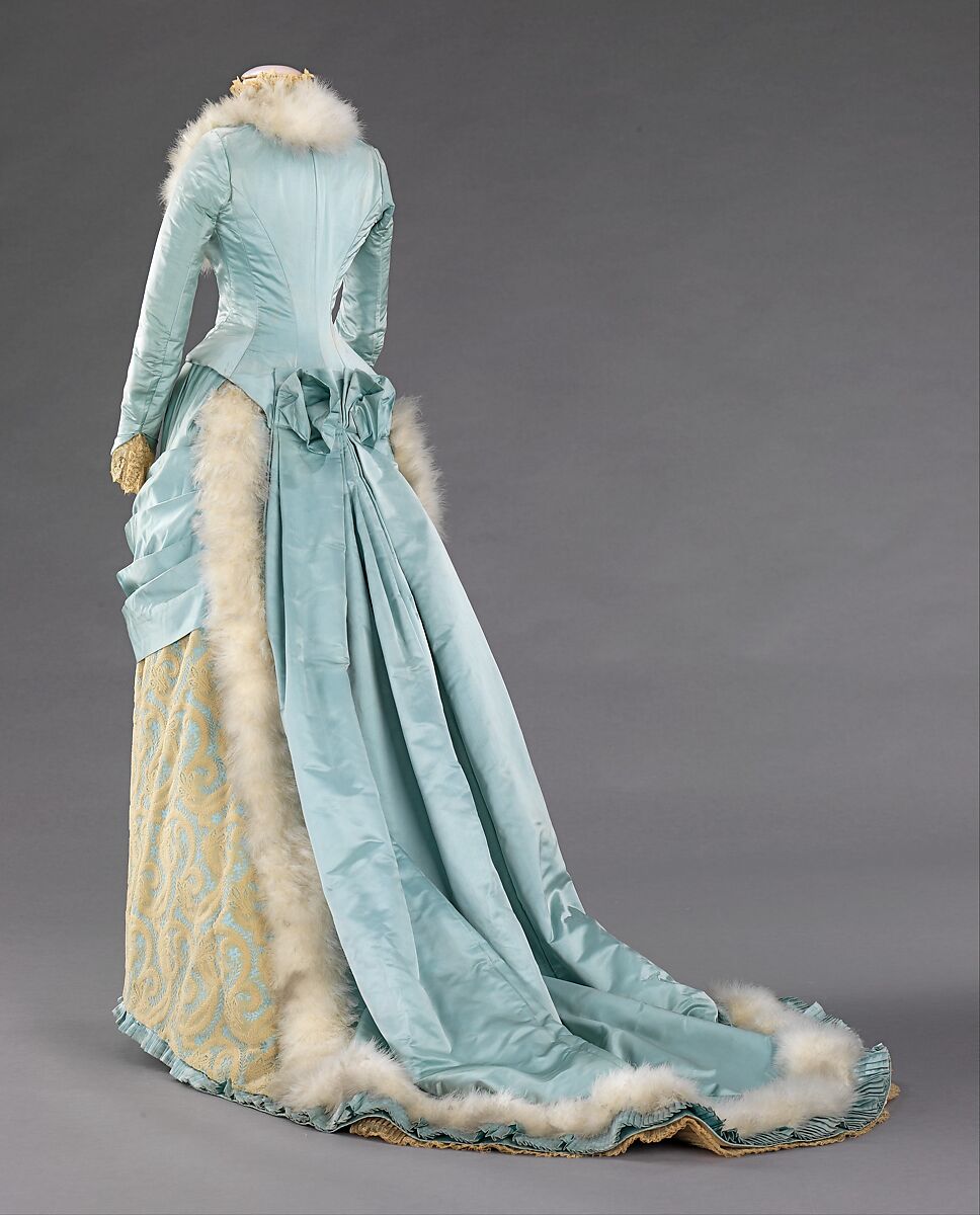 Evening dress, R. H. White &amp; Co. (American, Boston, Massachusetts), silk, feathers, American