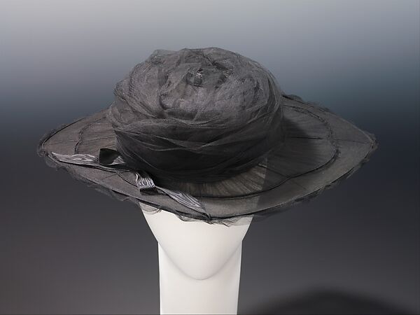 Evening hat, Elizabeth Rhind, silk, horsehair, American 