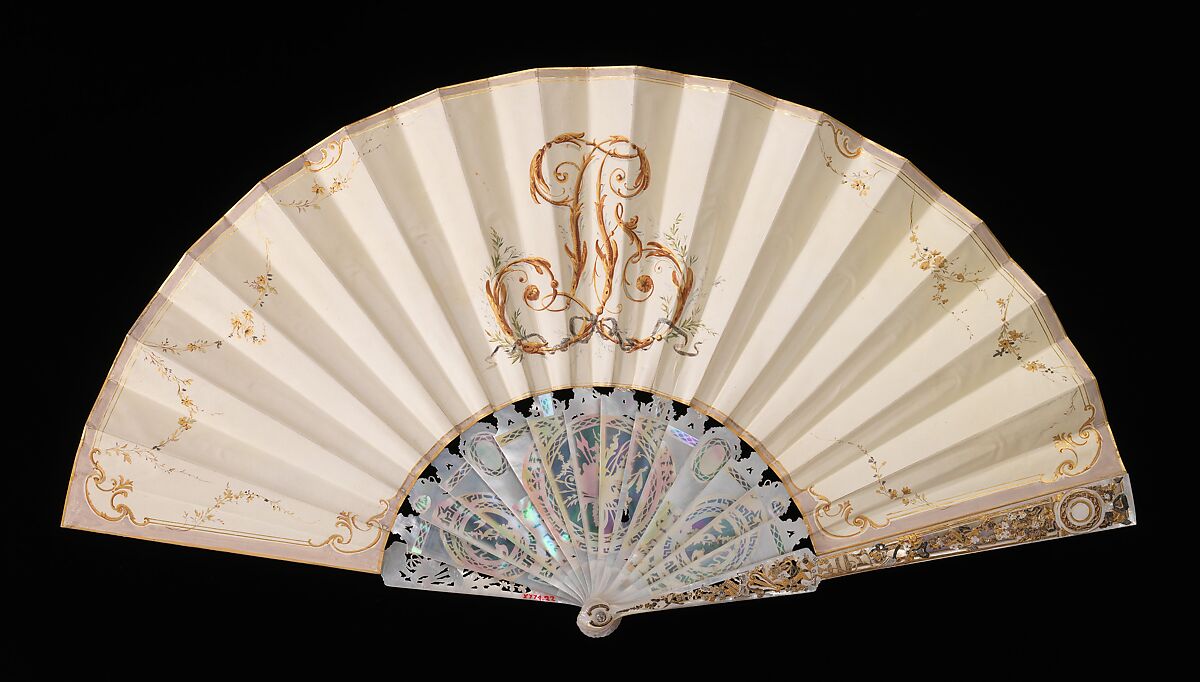 Fan, Debillemont, mother-of-pearl, paper, gouache, metal, glass, French