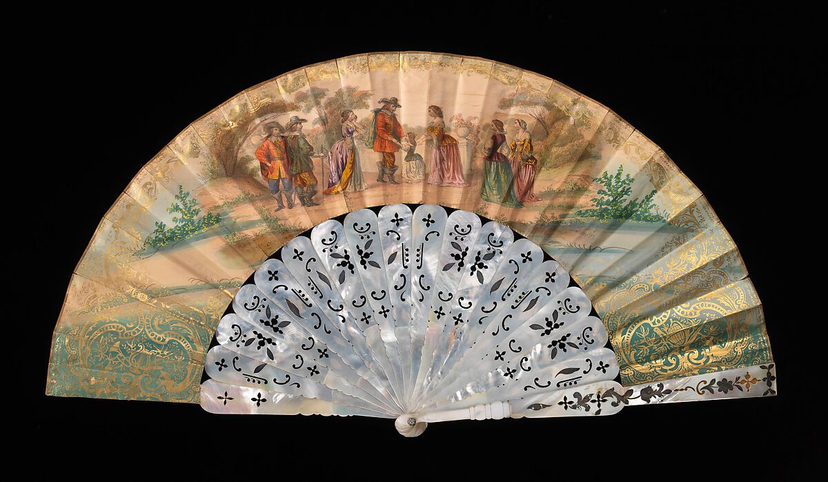 Fan, Mother-of-pearl, paper, metal, European