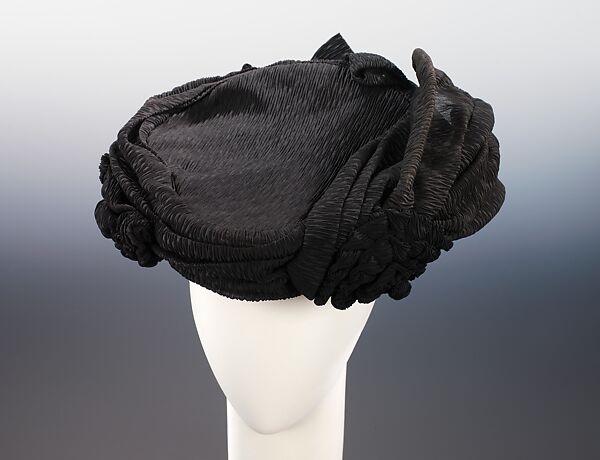 Mourning hat, Crocker, silk, American 