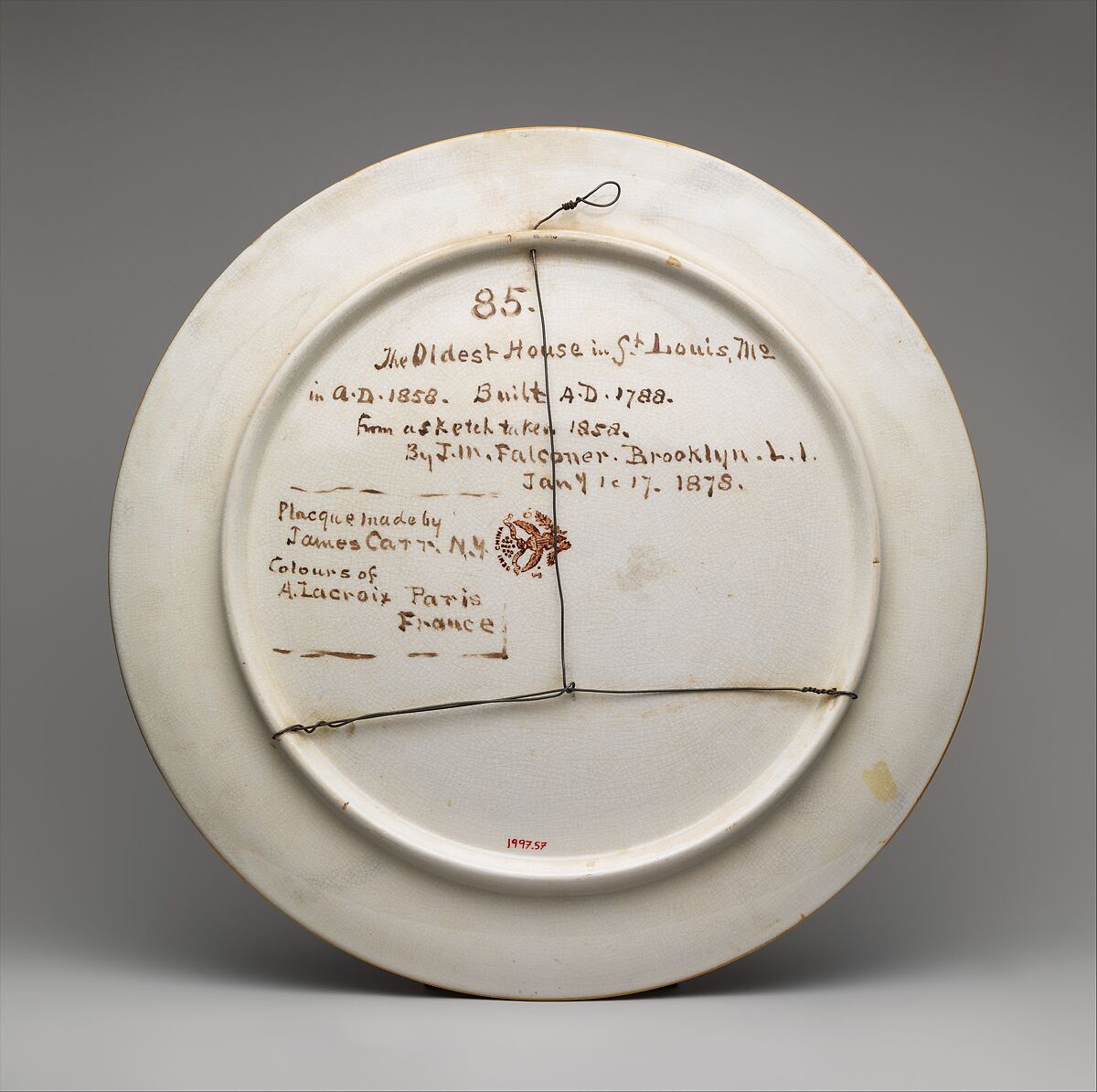 Plaque, John Mackie Falconer (American, Edinburgh 1820–1903 New York), White earthenware, American
