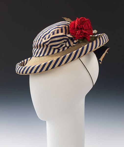 Hat, Schiaparelli (French, founded 1927), straw, cotton, silk, French 