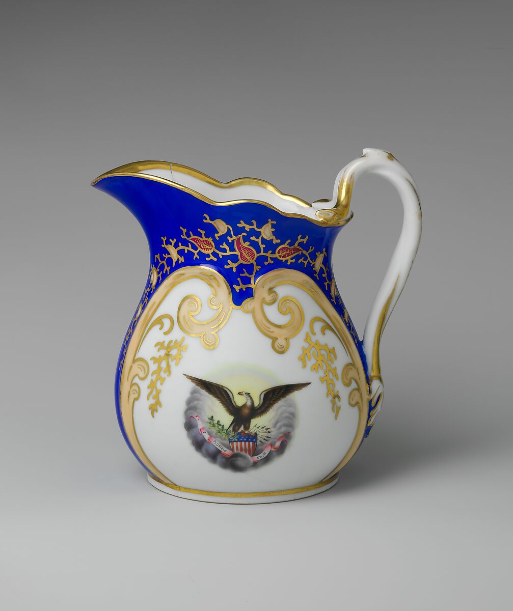 Pitcher, French Manufacturer, Porcelain, overglaze enamel decoration, and gilding, American