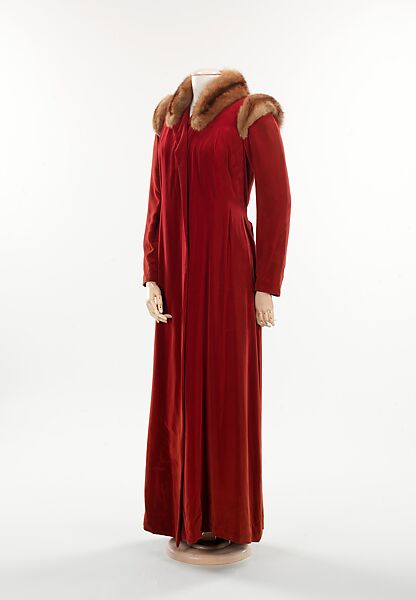 Evening coat, Schiaparelli (French, founded 1927), silk, fur, French 