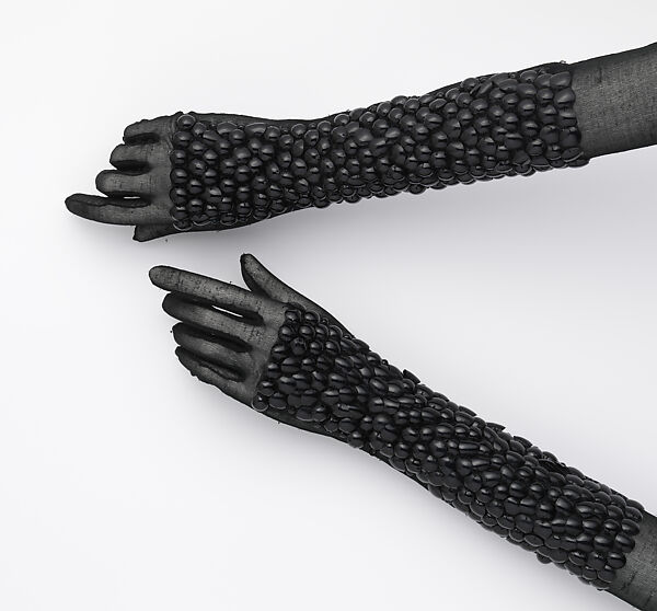 Evening gloves, Schiaparelli (French, founded 1927), silk, gelatin, French