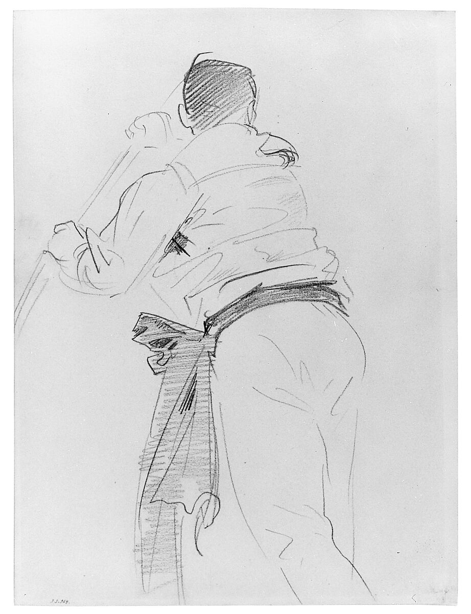 Gondolier, John Singer Sargent (American, Florence 1856–1925 London), Graphite on light-buff wove paper, American