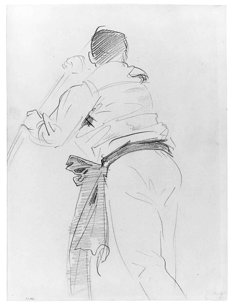 Gondolier, John Singer Sargent (American, Florence 1856–1925 London), Graphite on light-buff wove paper, American