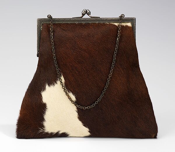 Bag, leather, metal, American 