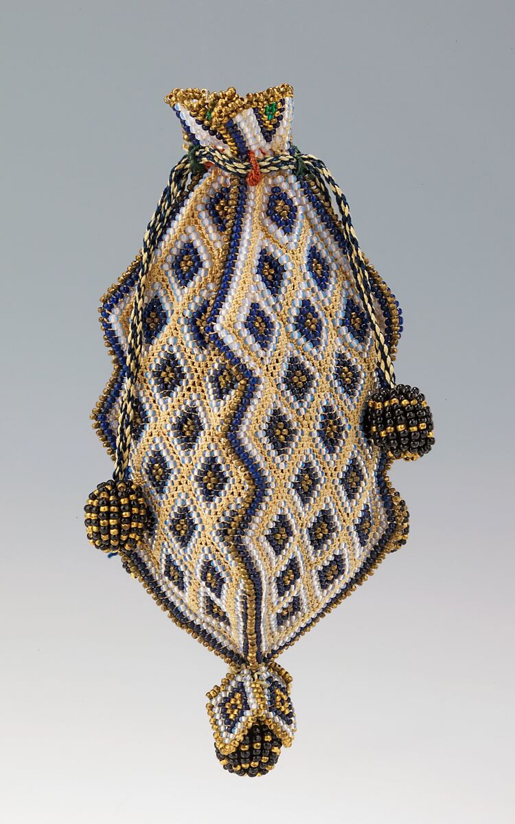 Reticule, glass, silk, Mexican 