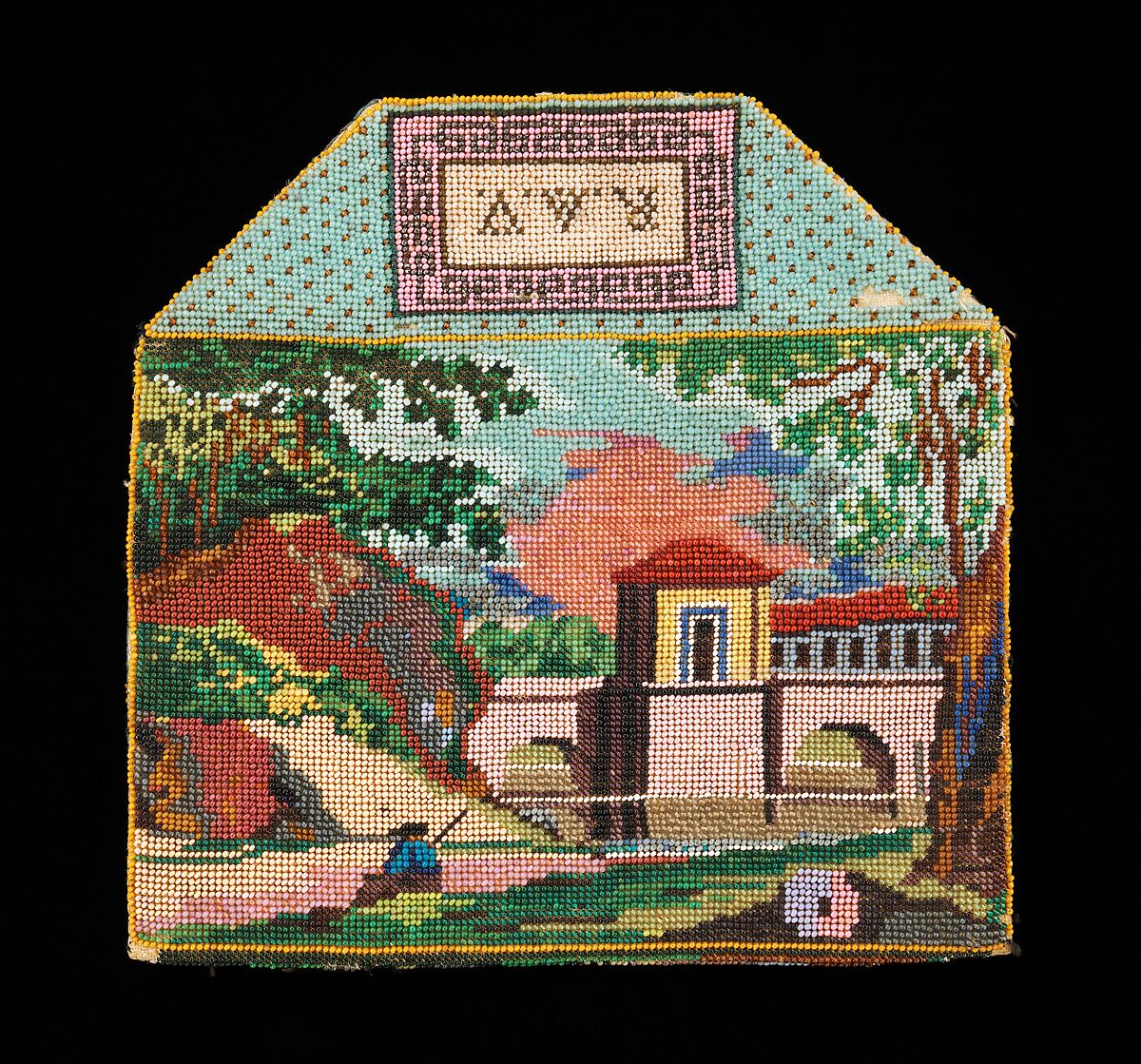 Clutch, glass, linen, silk, Mexican