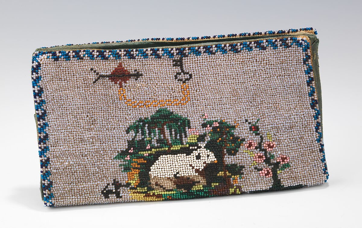 Purse, glass, silk, paper, Mexican