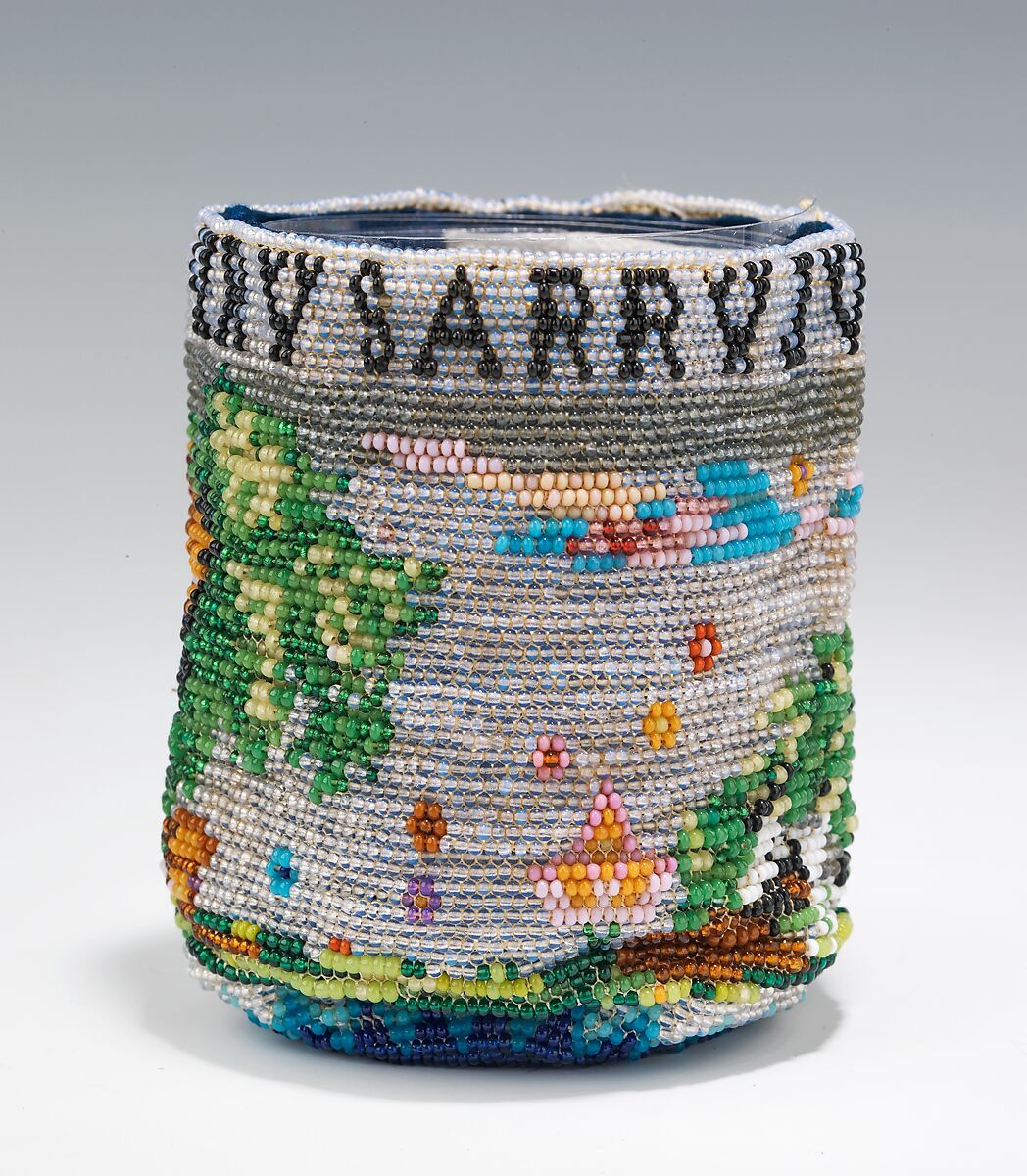 Coin purse, glass, linen, silk, Mexican