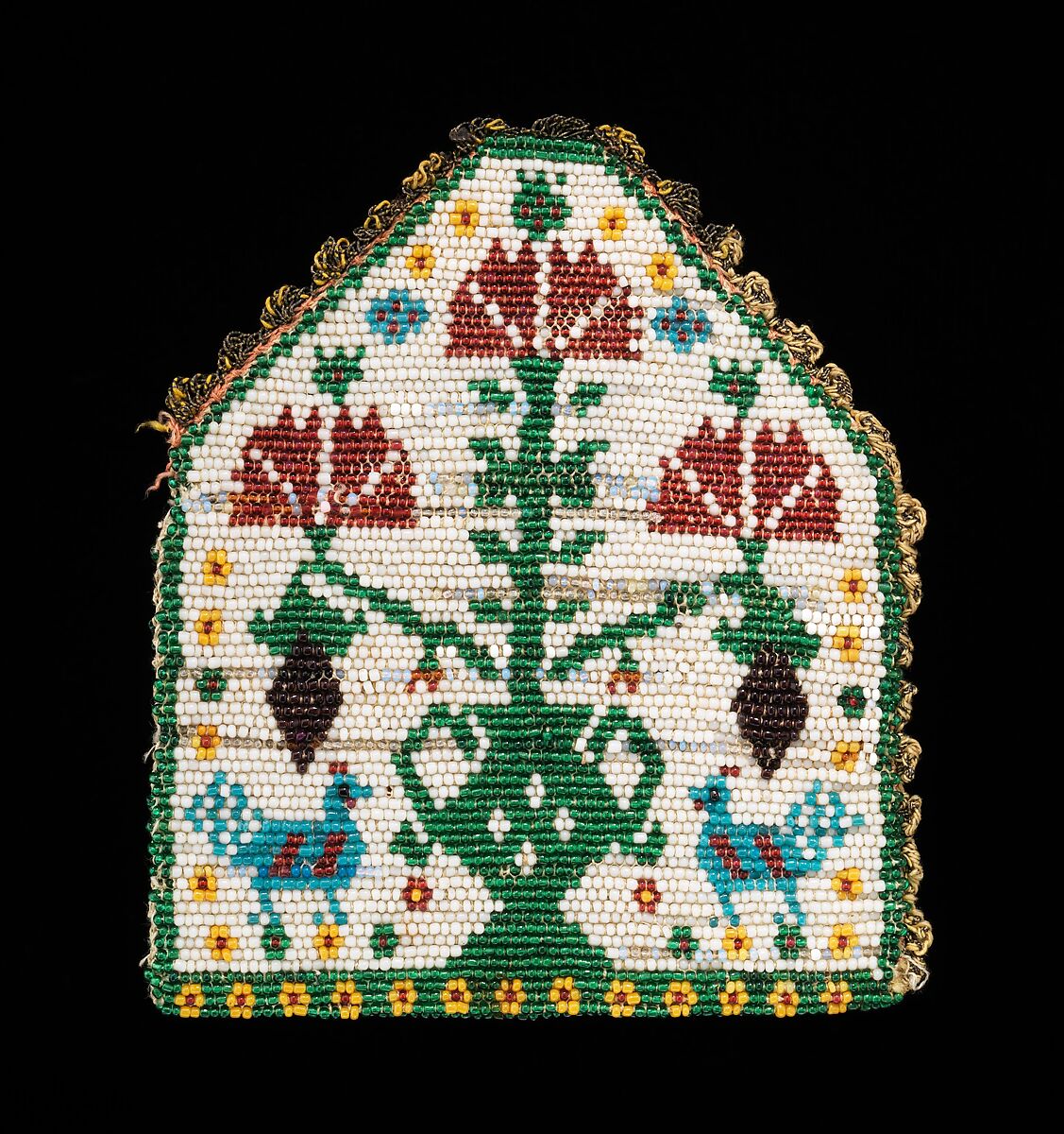 Coin purse, glass, silk, metal, Mexican