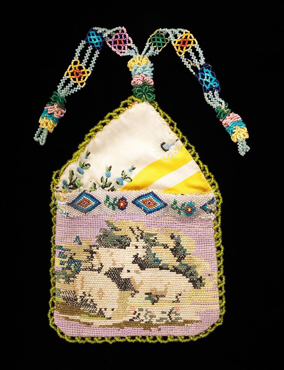 Purse, glass, silk, linen, Mexican