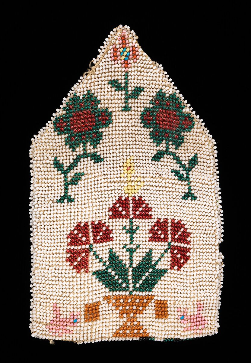 Coin purse, glass, linen, silk, Mexican