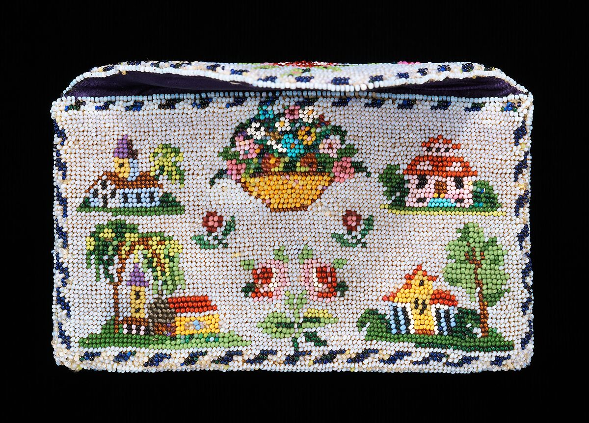 Card case, glass, linen, silk, Mexican 