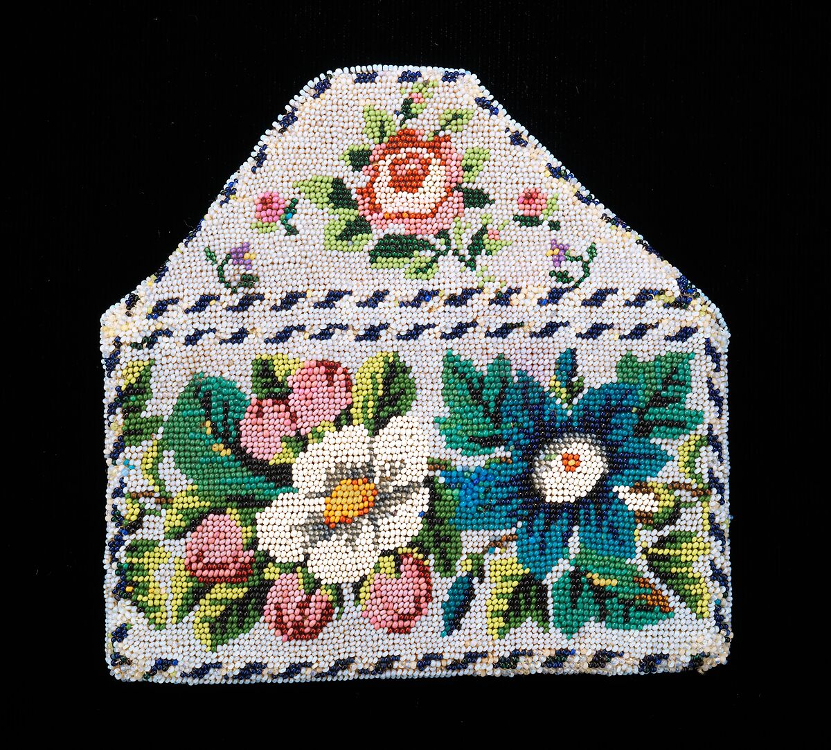 Card case, glass, linen, silk, Mexican