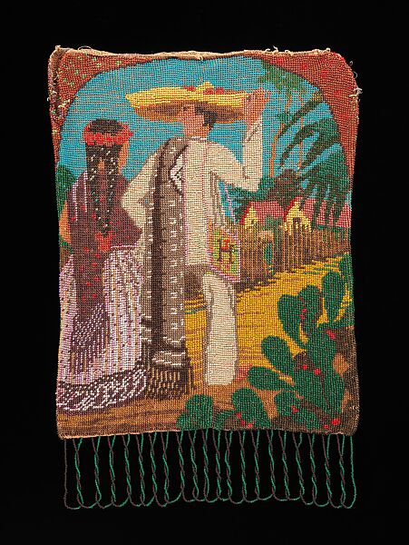 Bag, glass, silk, Mexican 