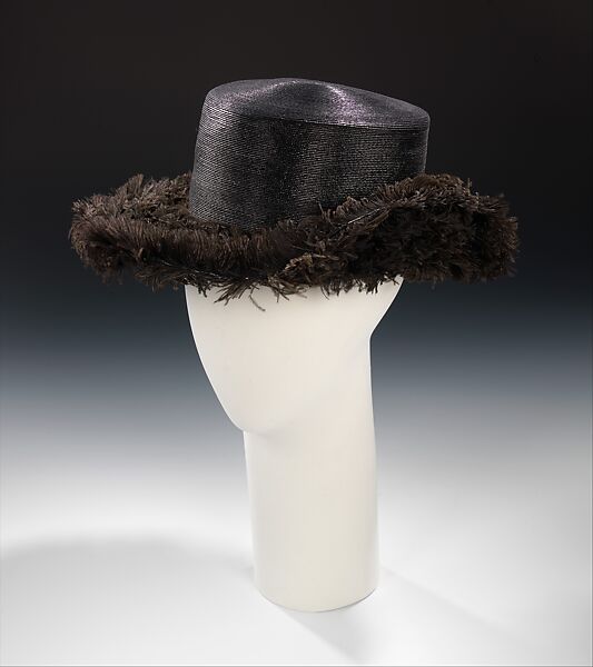 Hat, Henri Bendel (American, founded 1895), straw, feathers, American 