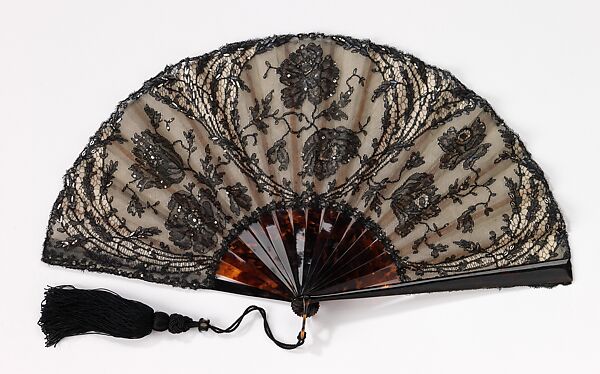 Fan, Mor Weisz (Austrian), tortoiseshell, silk, cotton, paper, Austrian 