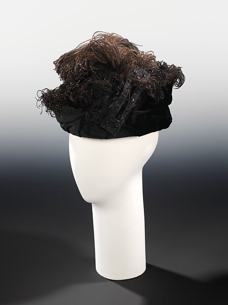 Evening toque, West&#39;s (American, founded 1853), silk, feathers, American 