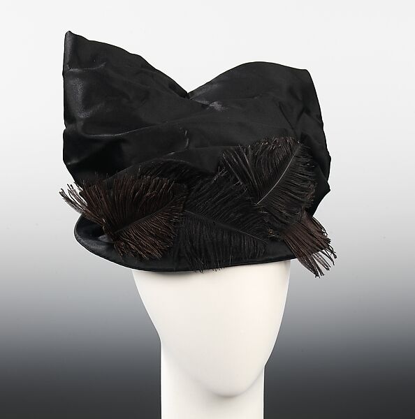 Dinner hat, Crocker, silk, feathers, American 