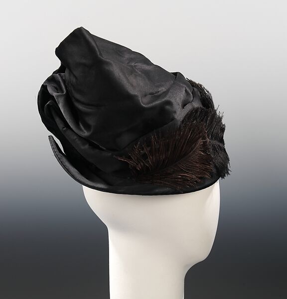 Dinner hat, Crocker (American, active ca. 1880–ca. 1930), silk, feathers, American