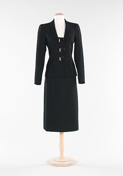 Suit, Elsa Schiaparelli (Italian, 1890–1973), wool, silk, metal, French 