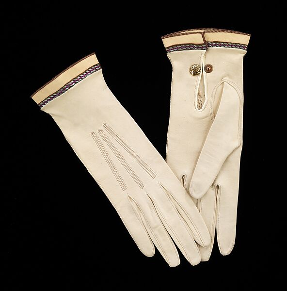 Gloves, Jouvin Freres, leather, silk, French 