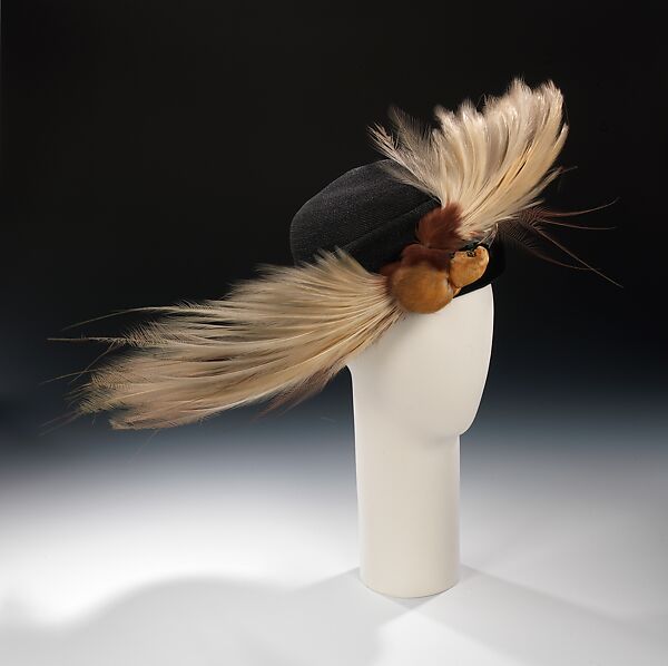Toque, The Metropolitan Millinery Importer, straw, bird, feathers, silk, American