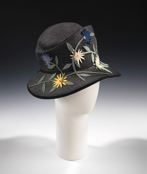 Cloche, Grace M. Cunningham, straw, wool, American 