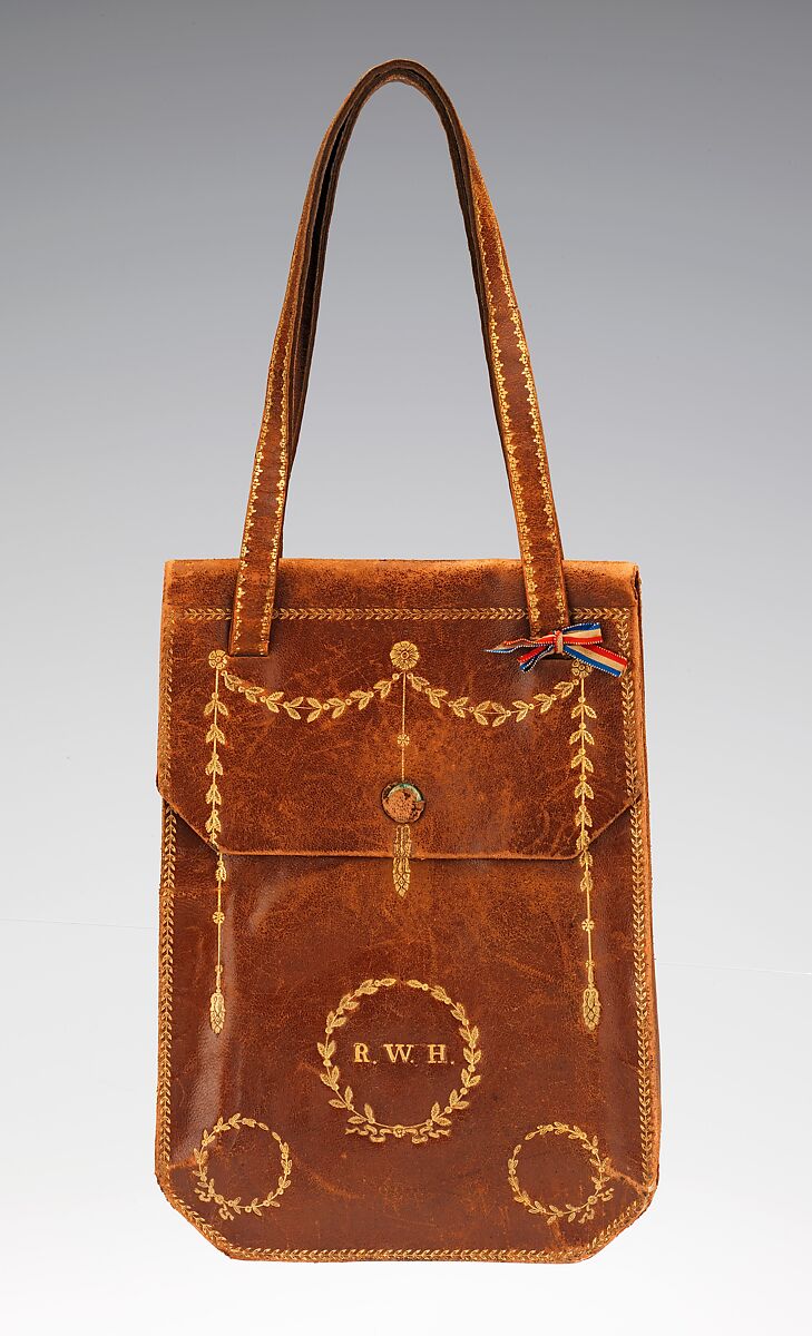 French Leather Travel Bag, Early 1800's