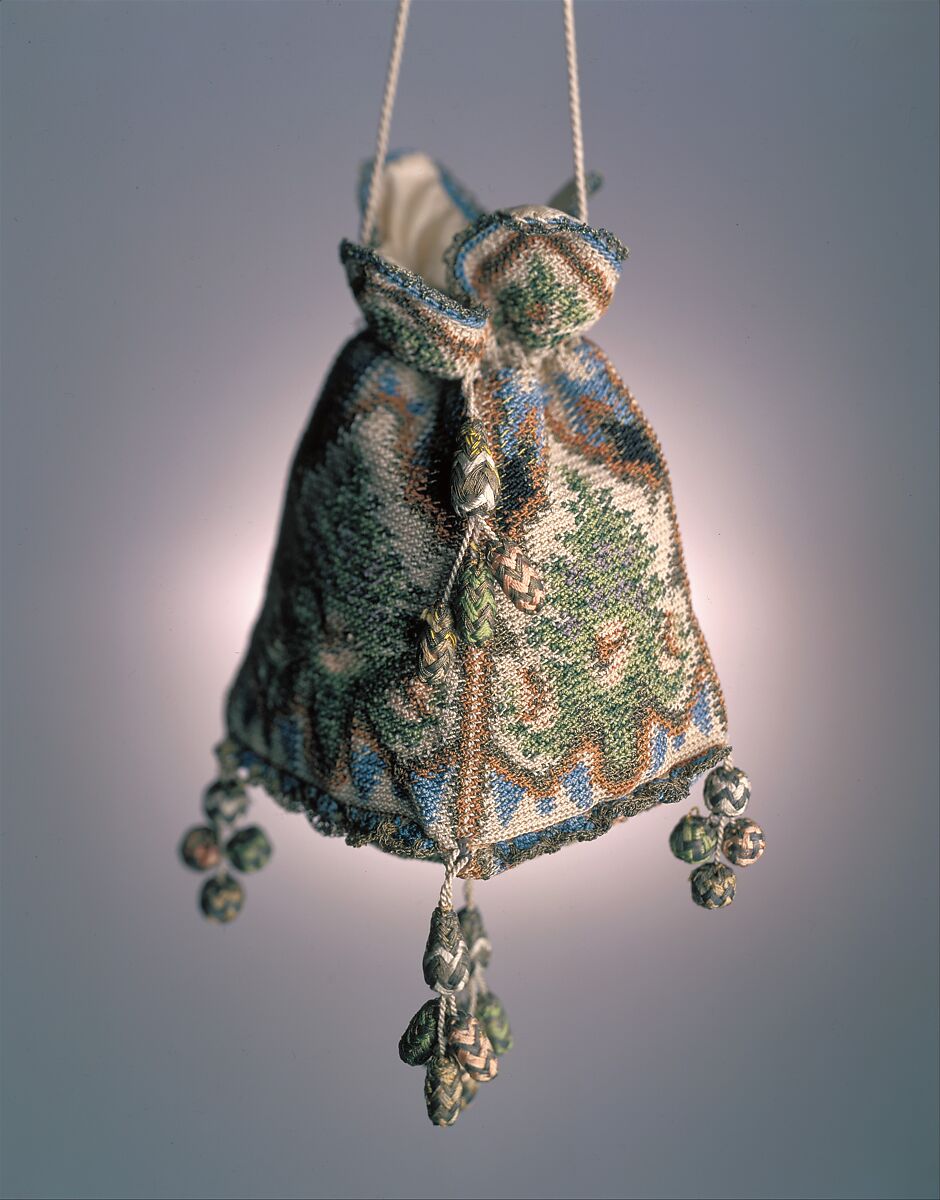 Reticule, silk, metal, probably German