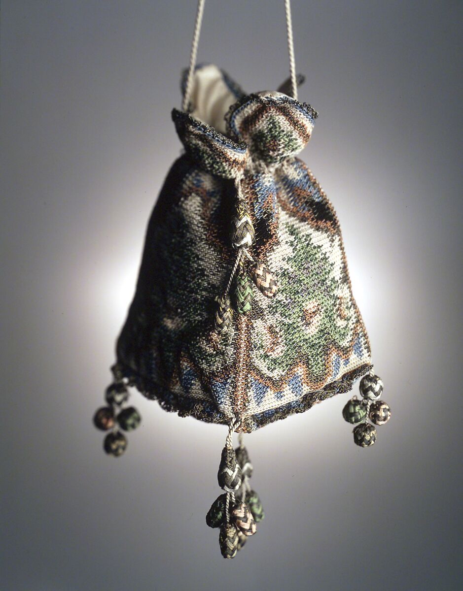 Reticule, silk, metal, probably German