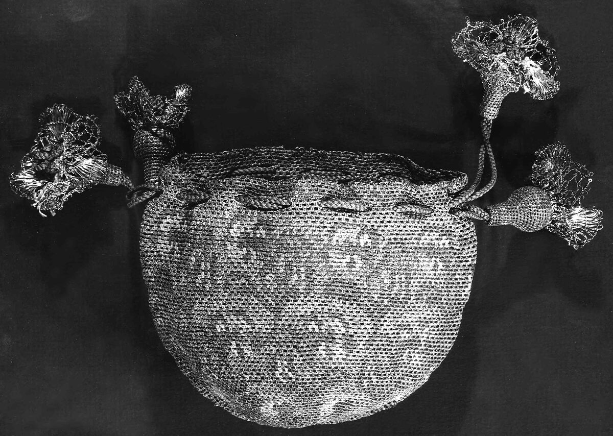 Pouch, silk, metal, European, Eastern