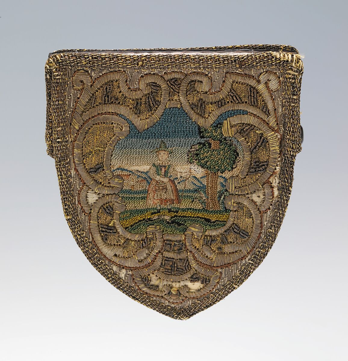 Purse, silk, metal, probably Austrian