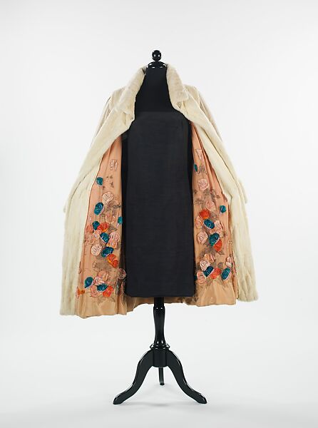 Evening coat, Stein &amp; Blaine (American), silk, rhinestones, fur, metallic, American