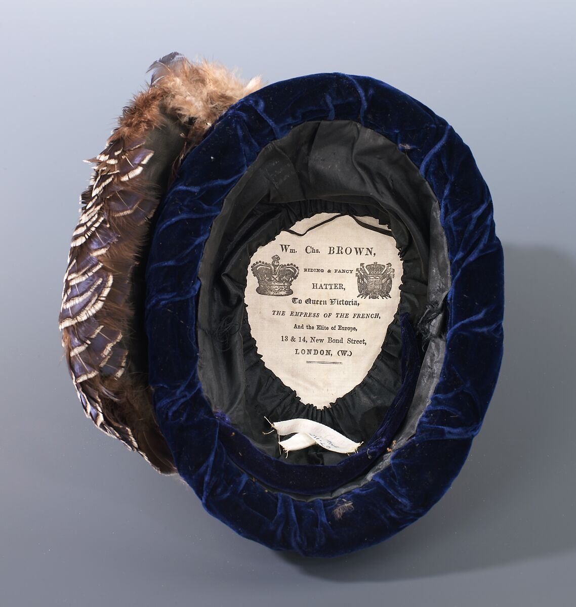 Hat, William Charles Brown (British, active late 19th century), straw, silk, feathers, British