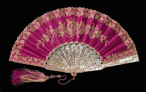Fan, Tiffany &amp; Co. (1837–present), mother-of-pearl, silk, linen, metal, glass, French 